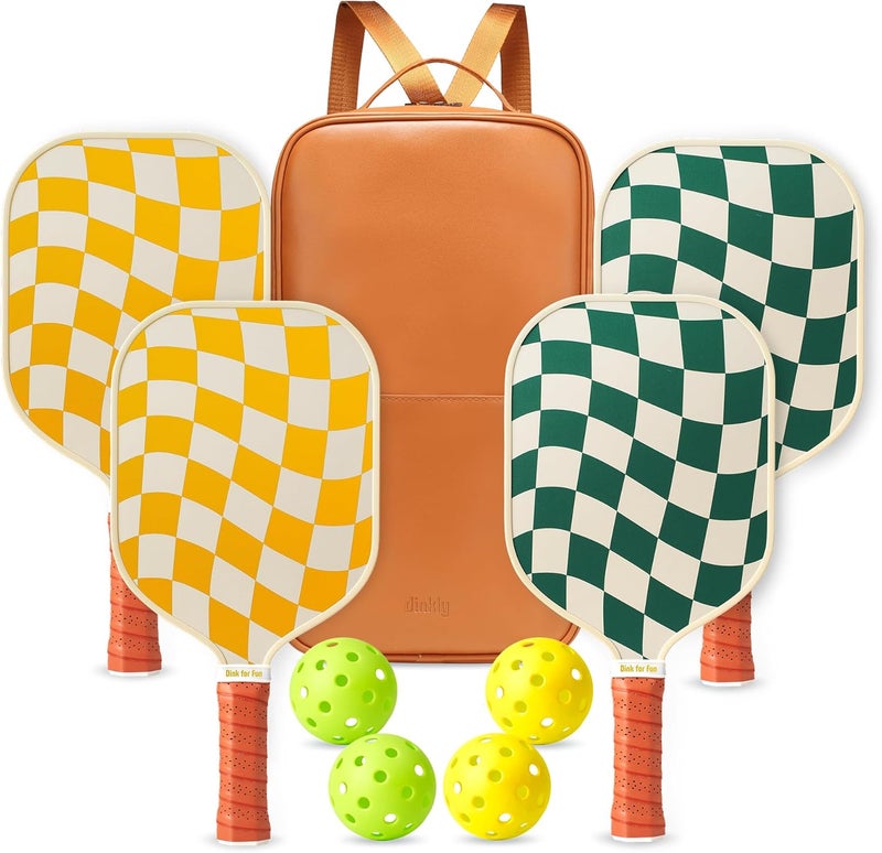 Dinkly Pickleball Paddles Set of 2/4- USAPA Approved Graphite/Fiberglass Pickleball Racket, 2 Pickleball Rackets, 4 Balls and 1 Portable Carry Bag, Aesthetic Pickle Ball Set for Men Women Beginners - Image 1